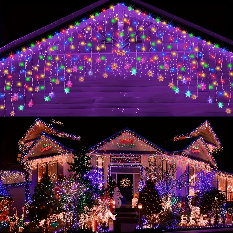 Light String 1pc YETHKE Snowflake Curtain Light, 96 LED USB Powered Fairy   with 8 Modes
