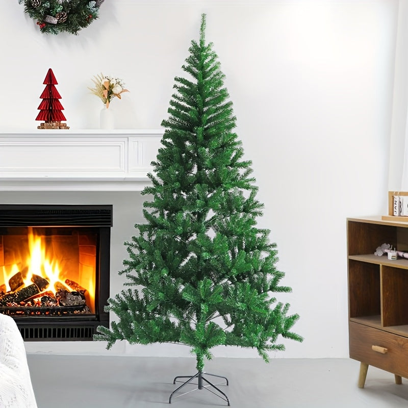 Tree Artificial Green Flocked Christmas Tree with Fireproof PVC Branches and Easy Assembly