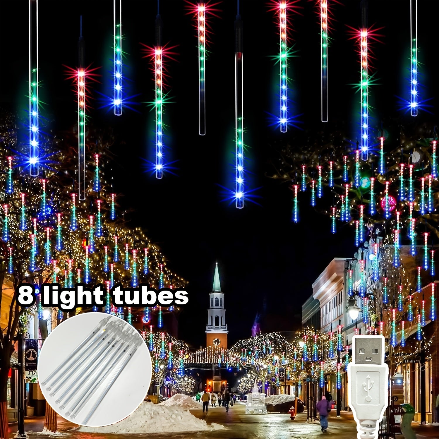 Light 1/2pcs 5.0/10.0meter 8/16 tube meteor shower light, USB power supply