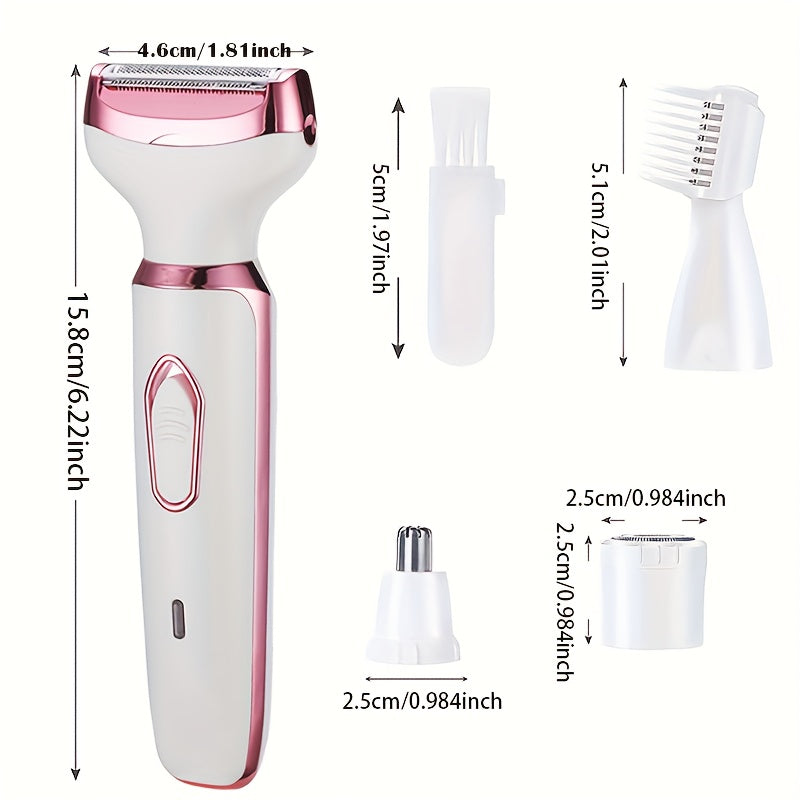 Hair Remover 4in1 Women's Electric  Multifunctional Women's Electric Shaver Trimmer Set Bikini Line Trimmer for Women USB Rechargeable for Eyebrows, Nose, Face Legs Hair Removal Portable Gentle Perfect Gift for Women