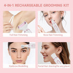 Hair Remover 4in1 Women's Electric  Multifunctional Women's Electric Shaver Trimmer Set Bikini Line Trimmer for Women USB Rechargeable for Eyebrows, Nose, Face Legs Hair Removal Portable Gentle Perfect Gift for Women