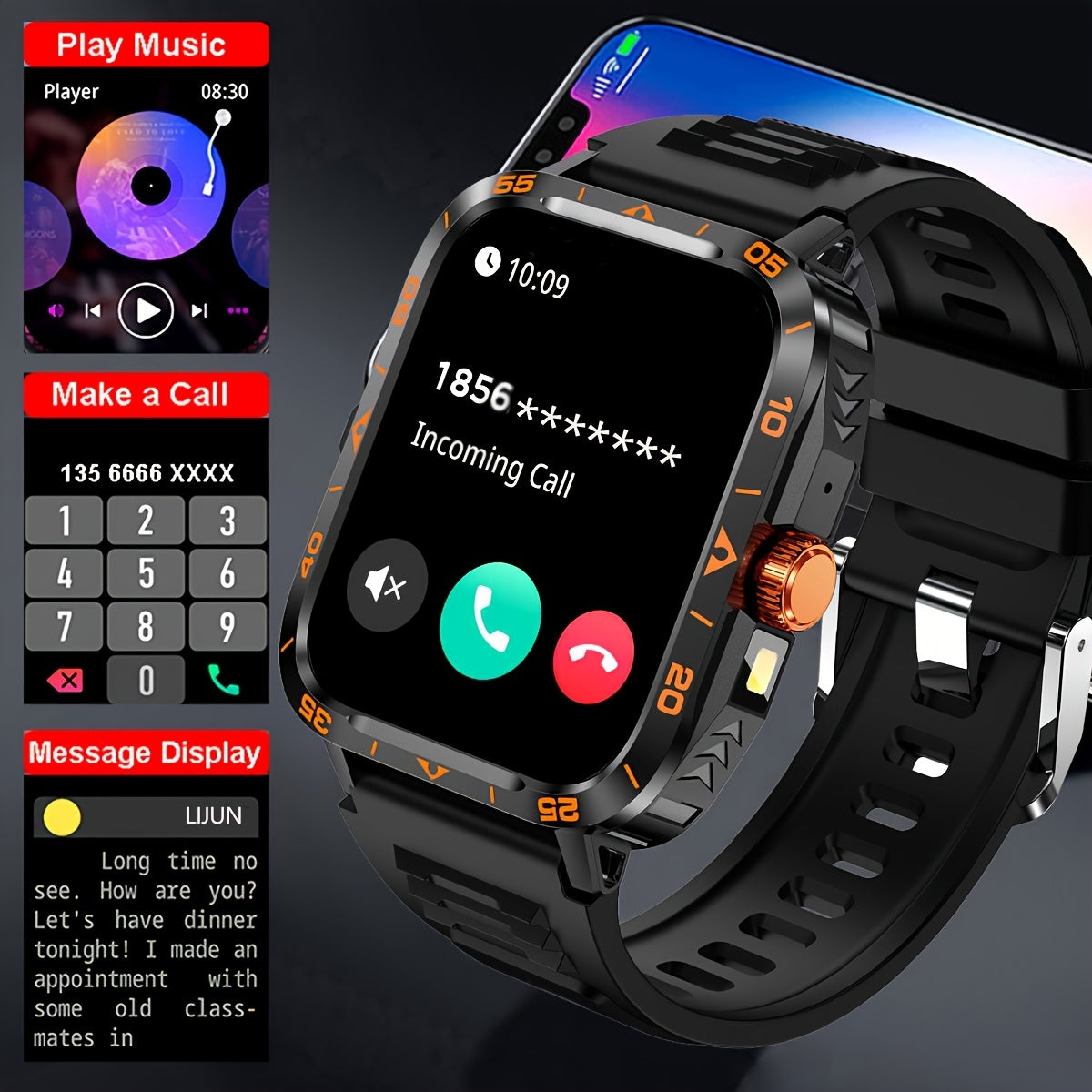 Smartwatch 2024 New , IP67, LED Display, Altitude Gauge, Barometer, 100+ Sports Modes, 300mAh Battery, Multimedia Information Viewing, Weatherometer, Pedometer, Fitness Tracker, Wireless 5.0, Android/iOS Compatible, with Call/