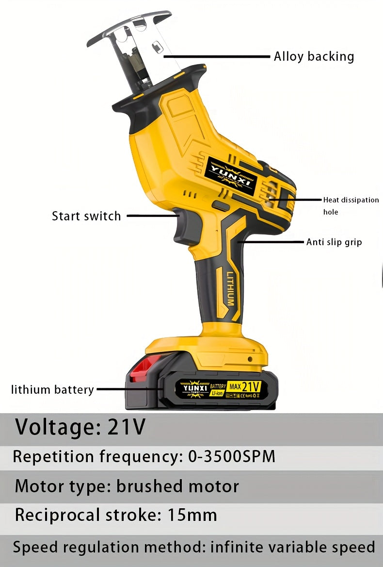 Saw Machine ONLY The Wireless Electric Reciprocating Saw Multifunctional Reciprocating Saw Kit Is Suitable for Cutting Wood/metal/PVC, with A Safety Lock Reciprocating Cutting Saw Scene for Cutting Wood And Metal., Cordless Recip