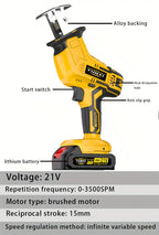 Saw Machine ONLY The Wireless Electric Reciprocating Saw Multifunctional Reciprocating Saw Kit Is Suitable for Cutting Wood/metal/PVC, with A Safety Lock Reciprocating Cutting Saw Scene for Cutting Wood And Metal., Cordless Recip