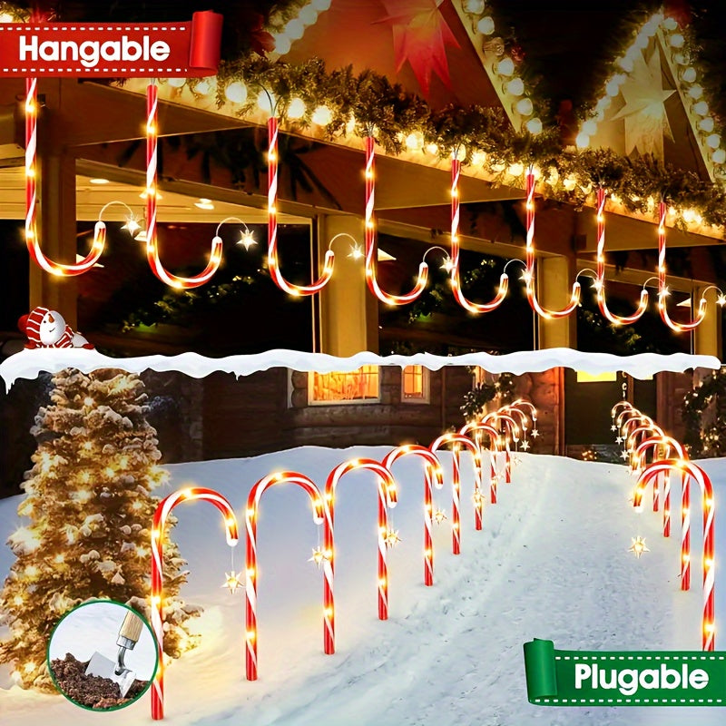 Light, Solar-Powered Candy Cane Lights, 8 Lighting Modes, Outdoor & Indoor Christmas Decoration