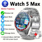Smartwatch 2025 New GPS GT5  - 3.86cm HD Display, Wireless Calling, Over 100 Sports Modes, AI Voice Assistant, USB Charging, Compass Outdoor Fitness Tracker, Compatible with Android/for iPhone, Multi-Function Accesso