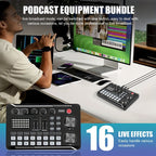 Sound Card USB-Powered Live  with Audio Interface, DJ Mixer Effects, Voice Changer, Rechargeable 1200mAh Lithium Battery, for Streaming, Podcasting, Gaming - Studio Equipment
