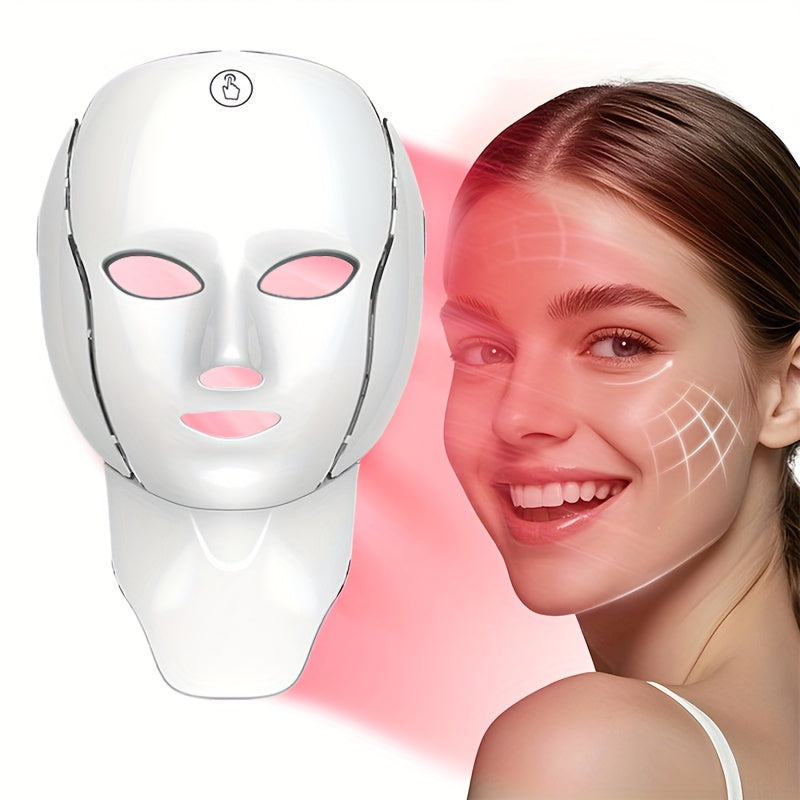 Facial Mask Beauty Device 138-Bead LED , 7-in-1 Face & Neck Care Tool with 7 Modes – Perfect for Home Use and Travel, Salon-Quality Skincare