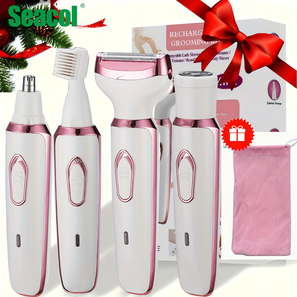 Hair Remover 4in1 Women's Electric  Multifunctional Women's Electric Shaver Trimmer Set Bikini Line Trimmer for Women USB Rechargeable for Eyebrows, Nose, Face Legs Hair Removal Portable Gentle Perfect Gift for Women