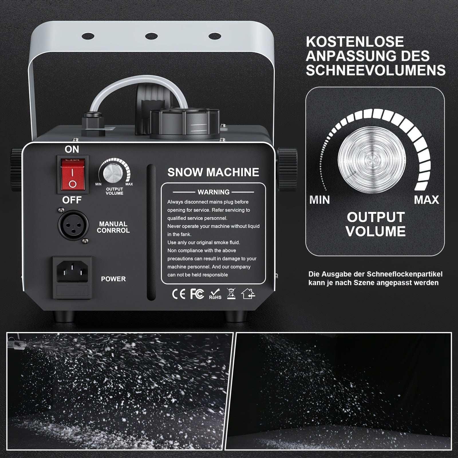 Snow Machine Professional 1500W Electric  - Heavy-Duty Snow Effect Maker with Adjustable Snowflake Control Knob