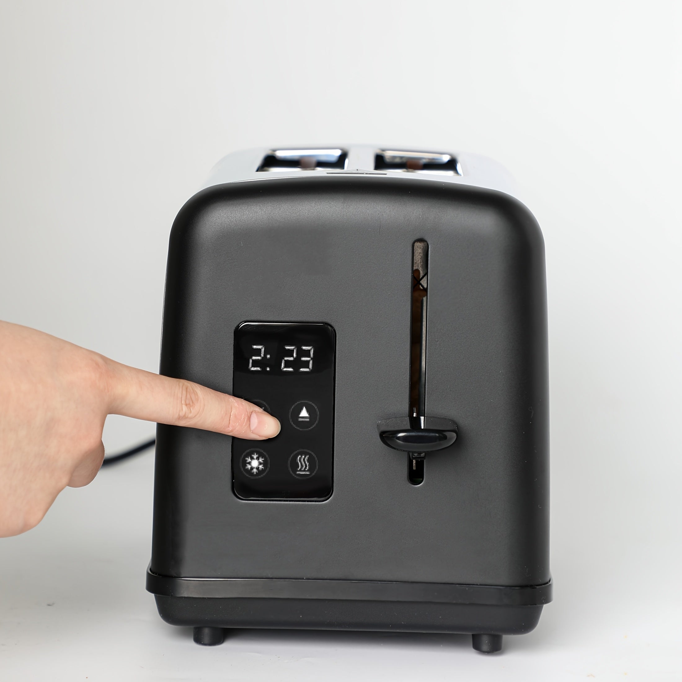 Toaster 1pc 2 Slice  with LED Touch Screen And Digital Countdown Timer Stainless Steel Bread Toasting with Extra Wide Slot And Cancel Defrost Reheat Function 6 Shade Settings Removable Slide Out Crumb Tray Cord-storage Base An