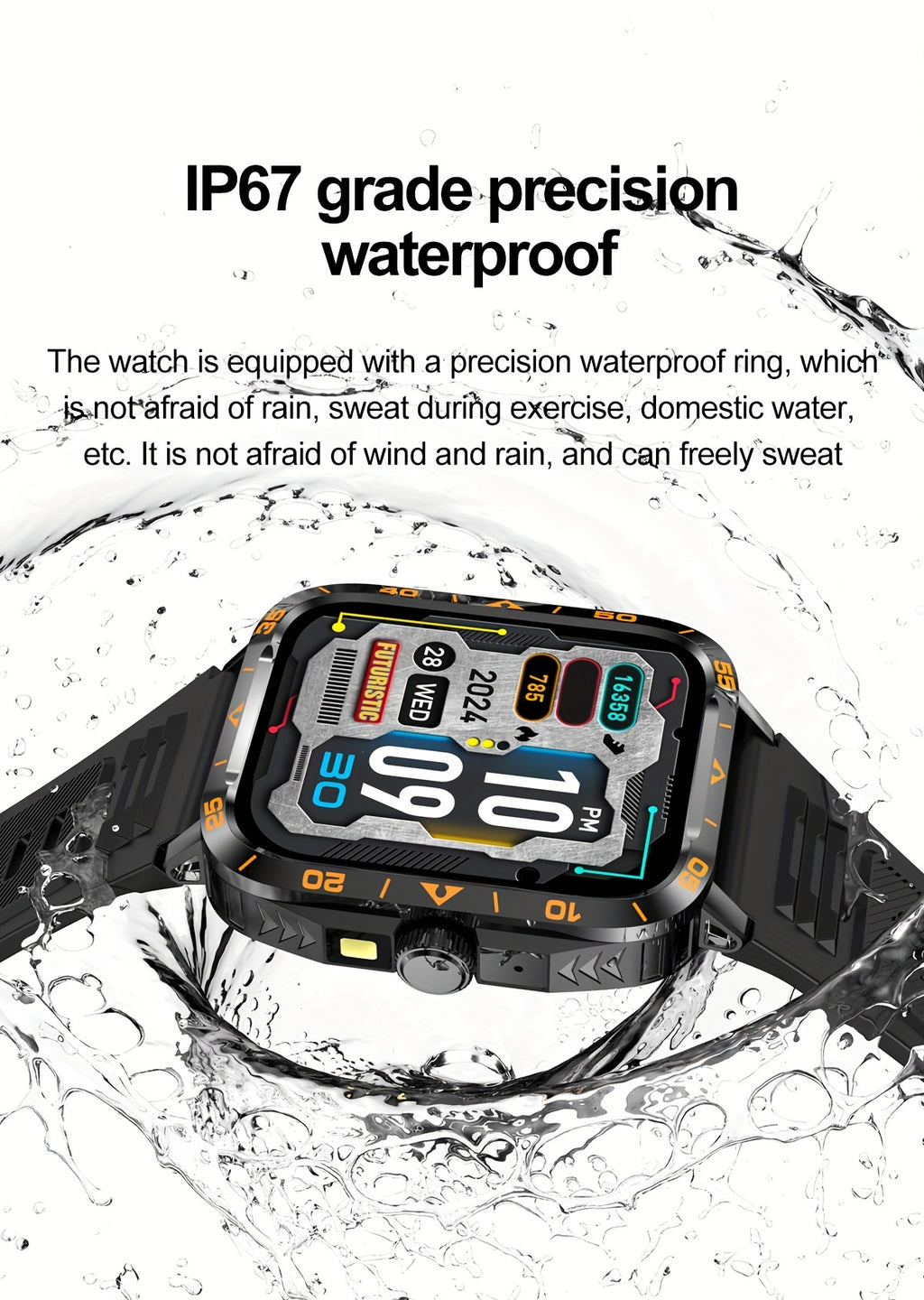 Smartwatch 2024 New , IP67, LED Display, Altitude Gauge, Barometer, 100+ Sports Modes, 300mAh Battery, Multimedia Information Viewing, Weatherometer, Pedometer, Fitness Tracker, Wireless 5.0, Android/iOS Compatible, with Call/