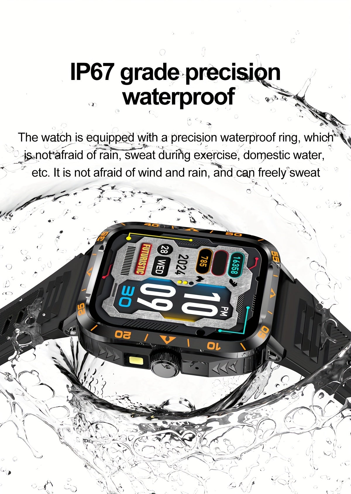 Smartwatch 2024 New , IP67, LED Display, Altitude Gauge, Barometer, 100+ Sports Modes, 300mAh Battery, Multimedia Information Viewing, Weatherometer, Pedometer, Fitness Tracker, Wireless 5.0, Android/iOS Compatible, with Call/