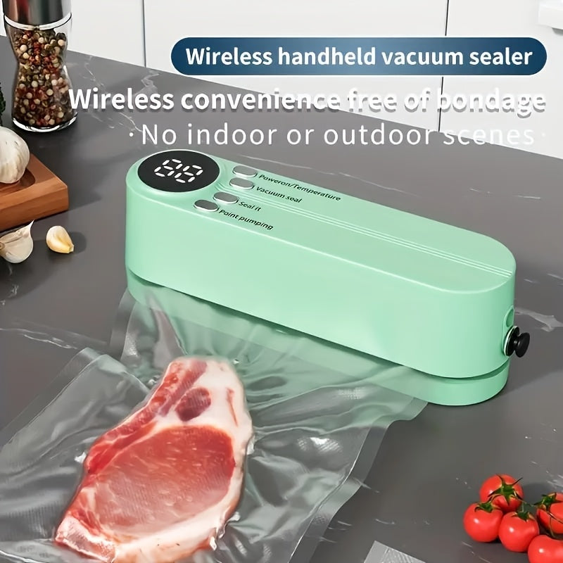 Vacuum Sealer Kit Compact USB  with Digital Display - Fast Seal, Includes Pump and Airtight Bags, Ideal for Food Preservation, Snacks, Meat, Fruits & Vegetables - Space-Saving Design, 36V Vacuum Sealing Machine