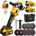 Grinder 2025 New Brushless Angle Grinder - Heavy-Duty Professional Multifunctional Sanding Machine/ Grinder, Quick Replacement of Cover, Soft Start And Safety Brake, Lithium-Ion Power Tool, Ergonomic Grip, Including Battery And Charg