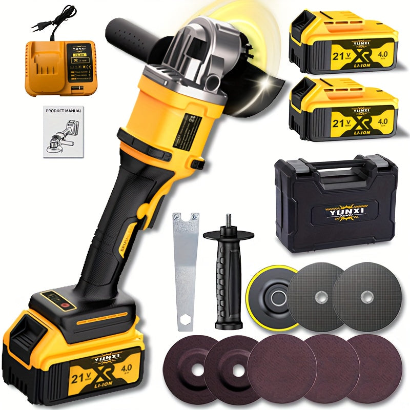 Grinder 2025 New Brushless Angle Grinder - Heavy-Duty Professional Multifunctional Sanding Machine/ Grinder, Quick Replacement of Cover, Soft Start And Safety Brake, Lithium-Ion Power Tool, Ergonomic Grip, Including Battery And Charg