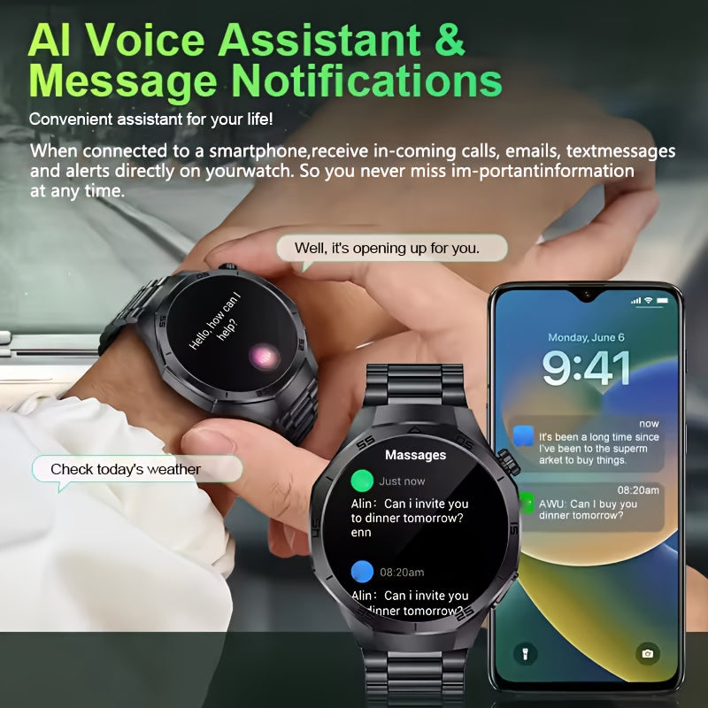 Smartwatch 2025 New GPS GT5  - 3.86cm HD Display, Wireless Calling, Over 100 Sports Modes, AI Voice Assistant, USB Charging, Compass Outdoor Fitness Tracker, Compatible with Android/for iPhone, Multi-Function Accesso