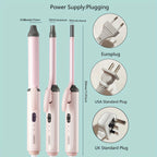 Hair Curling Wand CRASTS Unisex Adult , 9mm-25mm Teddy Bear Waves, Air Bangs, Mini 9mm 16mm 25mm Water Ripple Curls, 58W 220V Type C Plug, No Battery Required
