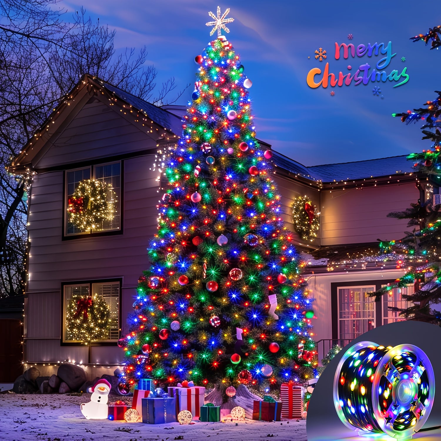 Light string 1000/300 LED Christmas  plug-in type, ultra long green flashing LED string light, PVC material