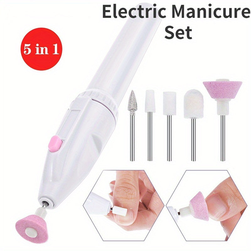 Nail File Electric, Electric Manicure Pedicure Nail Drill Set, 5in 1 Professional Electric Nail File, Grinder Grooming Personal Manicure And Pedicure Nail Art Tools