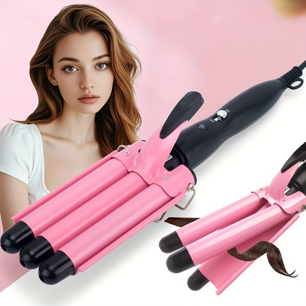 Hair Curling Iron  Professional Salon & Home - Fast in 1 Minute, 3-Barrel Design for Volume & Curl Definition, Ceramic Technology for Smooth, Damage-Free Styling - European Standard (220V) - Ideal for All Hair Types (Damaging