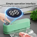 Vacuum Sealer Kit Compact USB  with Digital Display - Fast Seal, Includes Pump and Airtight Bags, Ideal for Food Preservation, Snacks, Meat, Fruits & Vegetables - Space-Saving Design, 36V Vacuum Sealing Machine