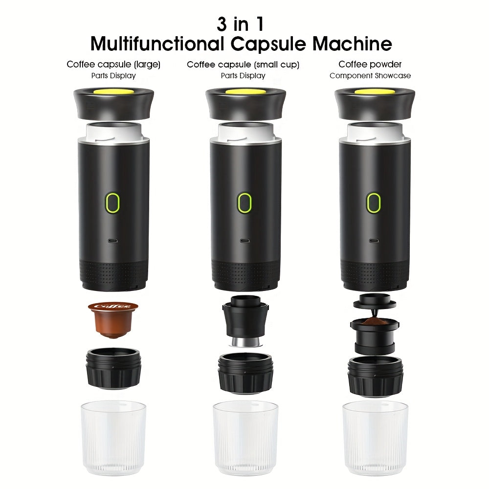 Coffee maker Portable Electric Espresso Machine, Travel Coffee Maker for Camping, Car Coffee Maker Self-Heating with Type-C, Hot and Cold Brew, Compatible with Ground Coffee & Capsule Coffee for RV, Hiking, Office