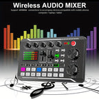 Sound Card USB-Powered Live  with Audio Interface, DJ Mixer Effects, Voice Changer, Rechargeable 1200mAh Lithium Battery, for Streaming, Podcasting, Gaming - Studio Equipment