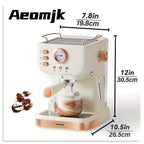 Coffee Machine Aeomjk Italian , One-Button Operation with Thermometer, Semi-Automatic Espresso Maker, 1.5L Water Tank for Espresso, Latte, Cappuccino