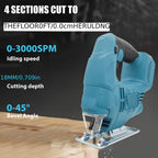 Saw 18V Cordless with 4-Speed Settings & 45° Bevel Cutting, LED Work Light, 4 Blades (2 Batteries Included) - Heavy-Duty Lithium-Ion Cordless Electric for Wood & Metal Cutting, Ergonomic Design with Dust Collector Compatibility