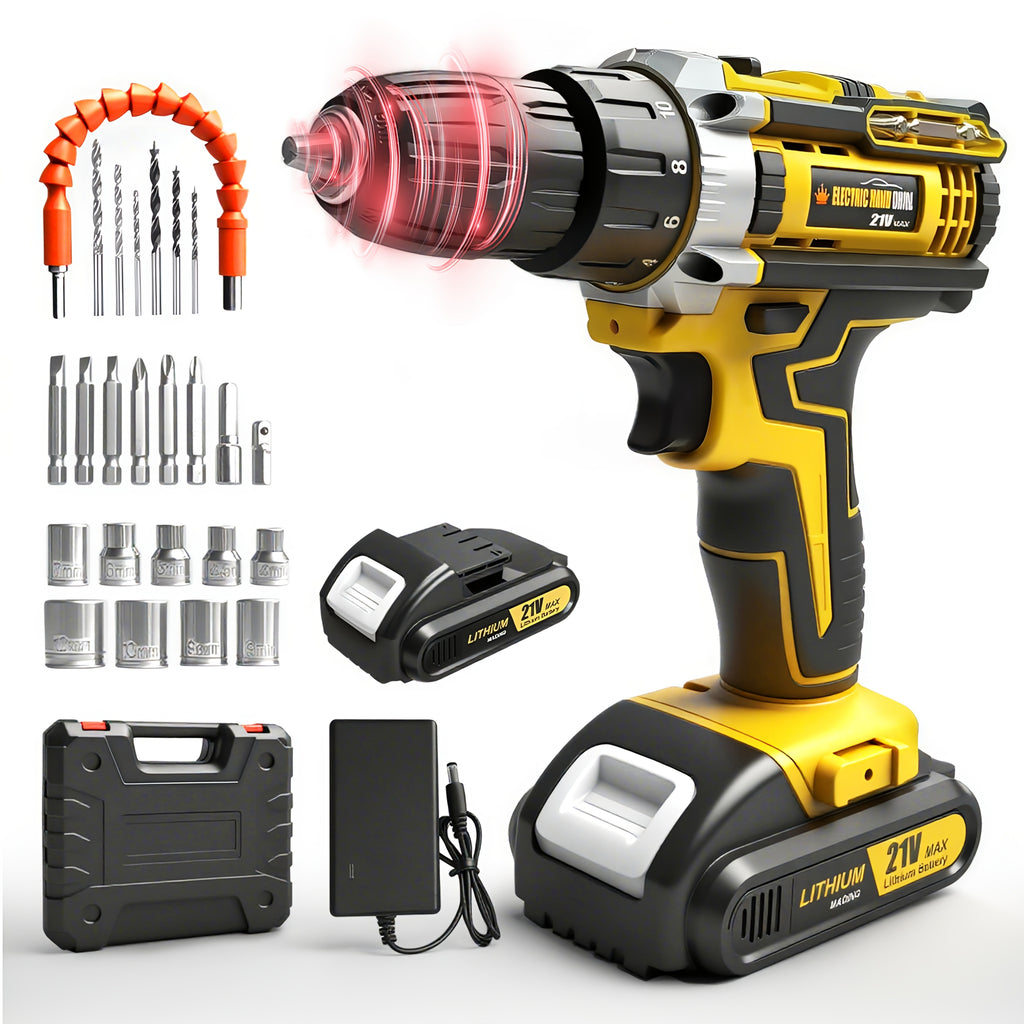 Drill Set Wireless . The New Impact Drill Is Equipped With A 3/8-inch Keyless Chuck And A Work Light