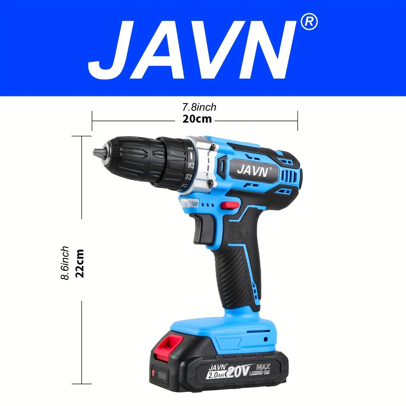 Screwdriver 1 Set JAVN 20V Cordless Drill Electric Screwdriver, Mini Wireless Power Driver DC Lithium-Ion Battery 3/8-Inch