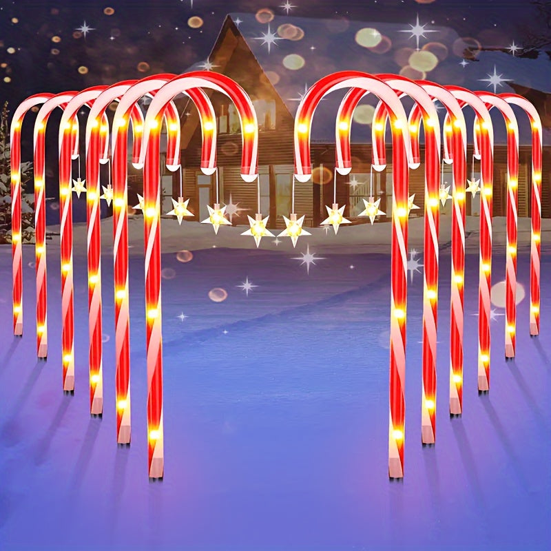 Light, Solar-Powered Candy Cane Lights, 8 Lighting Modes, Outdoor & Indoor Christmas Decoration