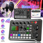 Sound Card USB-Powered Live  with Audio Interface, DJ Mixer Effects, Voice Changer, Rechargeable 1200mAh Lithium Battery, for Streaming, Podcasting, Gaming - Studio Equipment
