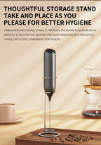 Frother 1pc Powerful Electric Milk Frother Handheld with Stainless Steel Stand, Battery Powered Mixer for Coffee, Smoothies, Latte, Matcha, Hot Chocolate, Mini Hand Blender 2025 Edition, Kitchen Gift, New Year Present, Valentine'S Da