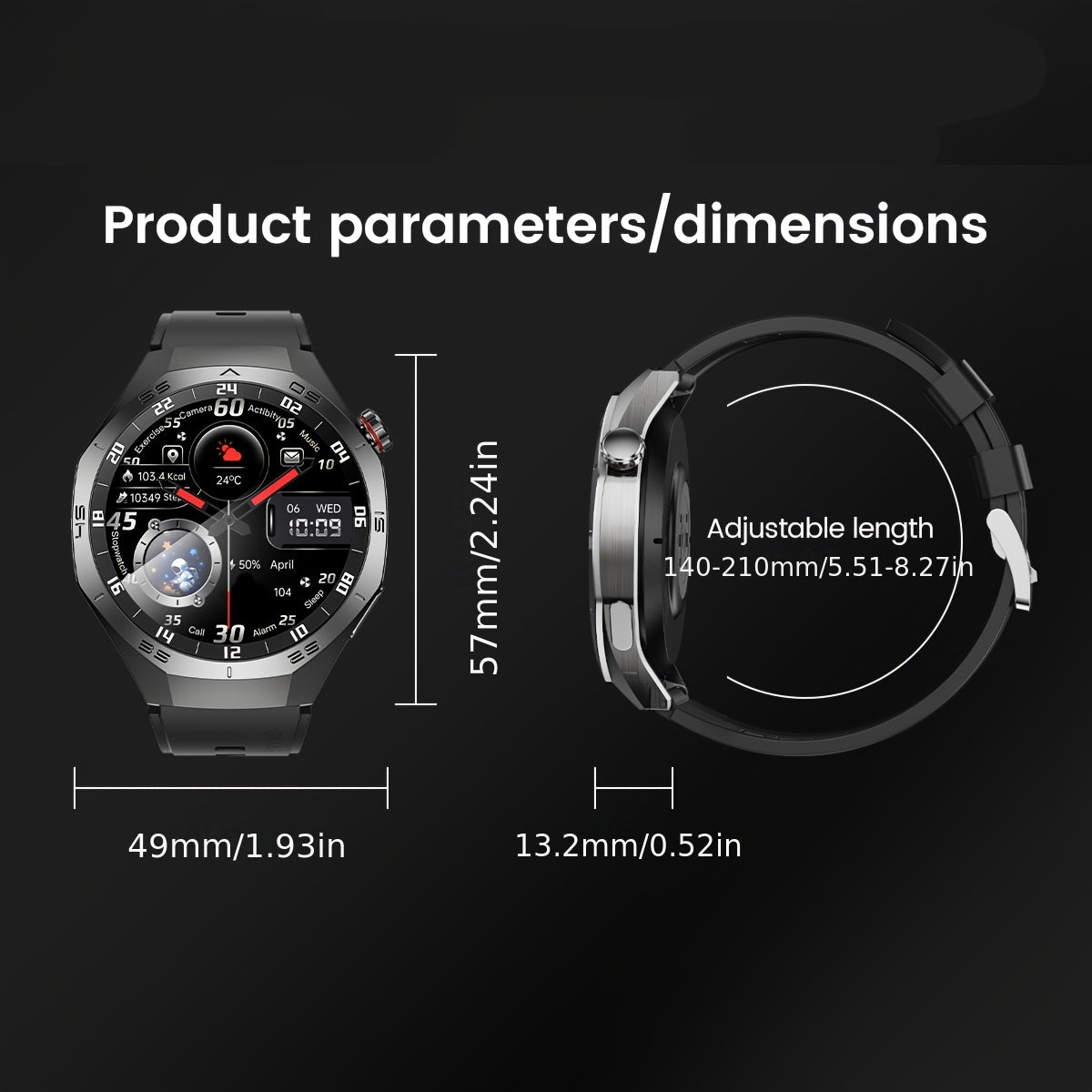 Smartwatch 2025 New GPS GT5  - 3.86cm HD Display, Wireless Calling, Over 100 Sports Modes, AI Voice Assistant, USB Charging, Compass Outdoor Fitness Tracker, Compatible with Android/for iPhone, Multi-Function Accesso