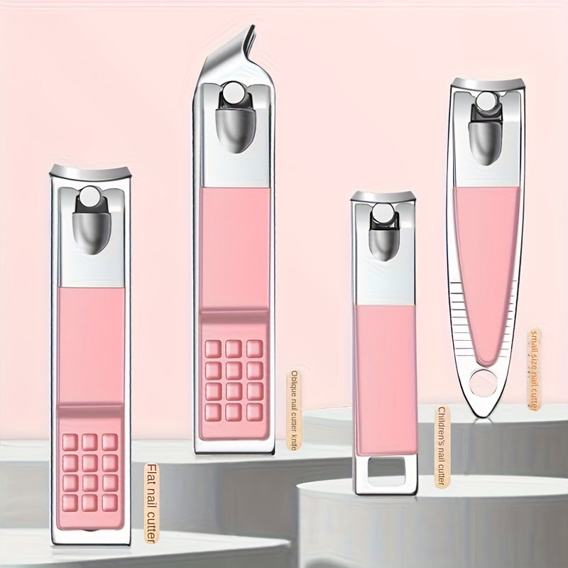 Nail & Foot Care Set  14pcs Stainless Steel with Plastic Storage Case - 3 Colors (Pink, Blue, White) - Heavy-Duty Manicure & Pedicure Kit with Scissors, Cuticle Pusher, Nail File, Cuticle Nipper, Remover, Cuticle Trimmer, Nail