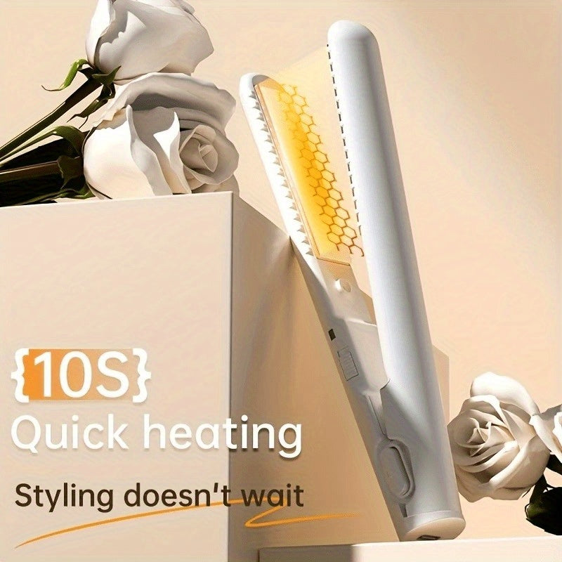 Straightener and Curler 2-in-1 , USB-Powered Mini Styler, Dual Use, Heat-Resistant, Portable Travel, Frizz-Free, Shiny & Smooth – Multi-Func
