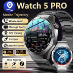 Smartwatch 2025 New GPS GT5  - 3.86cm HD Display, Wireless Calling, Over 100 Sports Modes, AI Voice Assistant, USB Charging, Compass Outdoor Fitness Tracker, Compatible with Android/for iPhone, Multi-Function Accesso