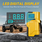 JKUOO Deluxe 9-in-1 Portable Air Pump, Car Jumper Starter with Inflator 150PSI Combo, Quick Activation Battery Power for Cars and 34.07 L/2.11G Diesel Engines, Vehicle Emergency Tool Kit Roadside Assistance, 4 Modes Adjustabl