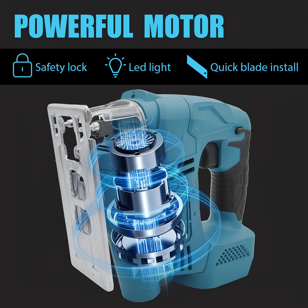 Saw 18V Cordless with 4-Speed Settings & 45° Bevel Cutting, LED Work Light, 4 Blades (2 Batteries Included) - Heavy-Duty Lithium-Ion Cordless Electric for Wood & Metal Cutting, Ergonomic Design with Dust Collector Compatibility