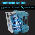 Saw 18V Cordless with 4-Speed Settings & 45° Bevel Cutting, LED Work Light, 4 Blades (2 Batteries Included) - Heavy-Duty Lithium-Ion Cordless Electric for Wood & Metal Cutting, Ergonomic Design with Dust Collector Compatibility