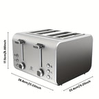 Toaster SUPERLEX 1600W 4-Slice Stainless Steel  | Digital Display | Defrost/Reheat/Cancel | Auto Pop-Up & Crumb Tray | Cord Storage (220-240V EU), Kitchen Appliance, Home Cooking, Sleek Design, Modern Toaster, Durable Construc