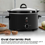 Slow Cooker SUPERLEX 6.5L Large Oval  | 200W Energy-Efficient Ceramic Pot | 4-Temp Control (High/Low/Warm/Off) | Tempered Glass Lid | Perfect for Party Cooking, Slow Cooker Recipe, Home Cooking, Stylish Cookware, Sleek Design,