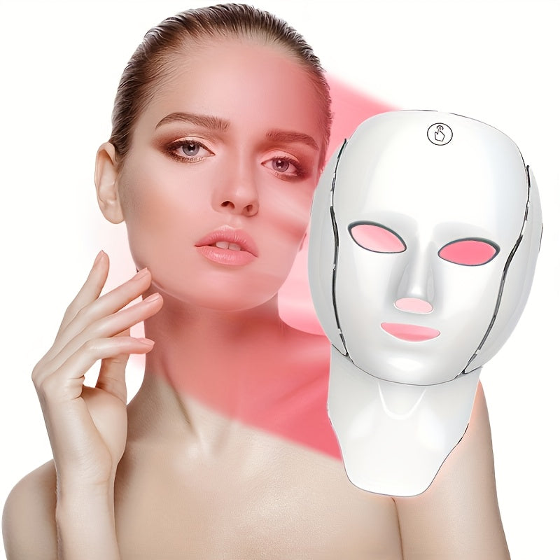 Facial Mask Beauty Device 138-Bead LED , 7-in-1 Face & Neck Care Tool with 7 Modes – Perfect for Home Use and Travel, Salon-Quality Skincare