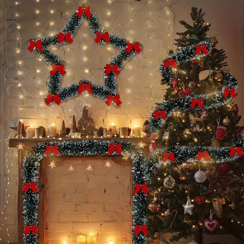 Garland 7.92meter Vintage Tinsel Christmas  with Red Bows