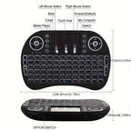 Keyboard i8 2.4G Mini wireless with touchpad &7-color Backlit, plug and play, Super cool design,Perfect for Android TV Box, Smart TV, Projector, PS3, and more!