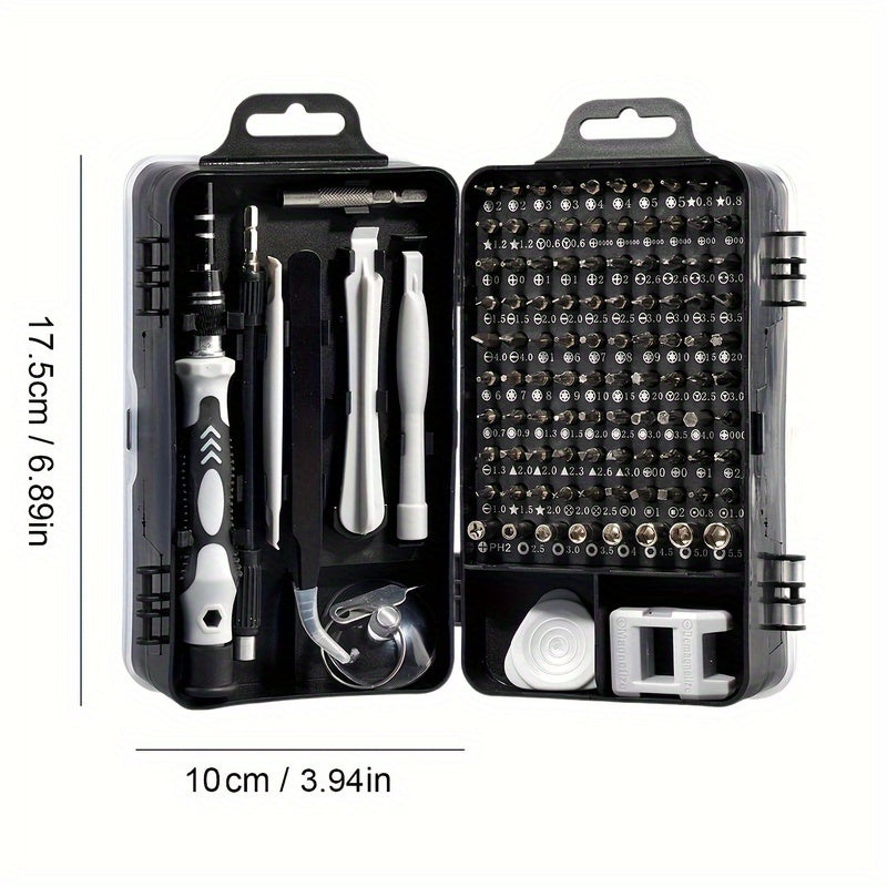 Screwdriver Set 115in 1 Professional , Strong Magnetic Multi-functional Tool Kit with Shaped Drill Bits, Rust Resistant Metal Finish, One-Way Head Style, Ideal for Mechanics - No Assembly Required