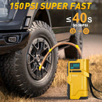 JKUOO Deluxe 9-in-1 Portable Air Pump, Car Jumper Starter with Inflator 150PSI Combo, Quick Activation Battery Power for Cars and 34.07 L/2.11G Diesel Engines, Vehicle Emergency Tool Kit Roadside Assistance, 4 Modes Adjustabl