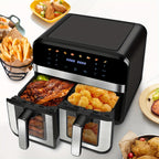 Air Fryer 9/10L Dual Zone  with Visual Window, 8 Pre-Programmed Menus Smart Cooking